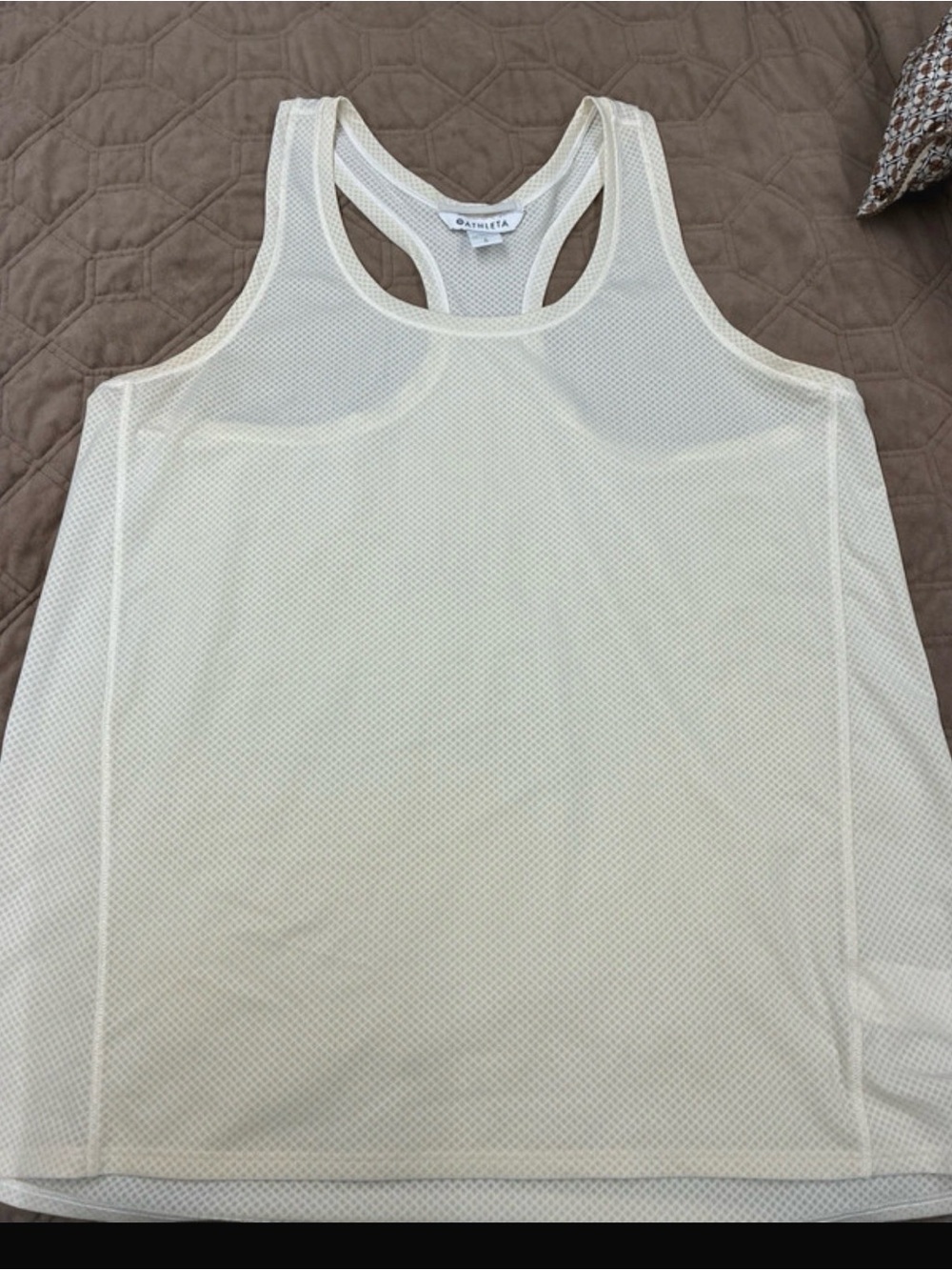 Athleta Light Cream Mesh Racerback Training Tank